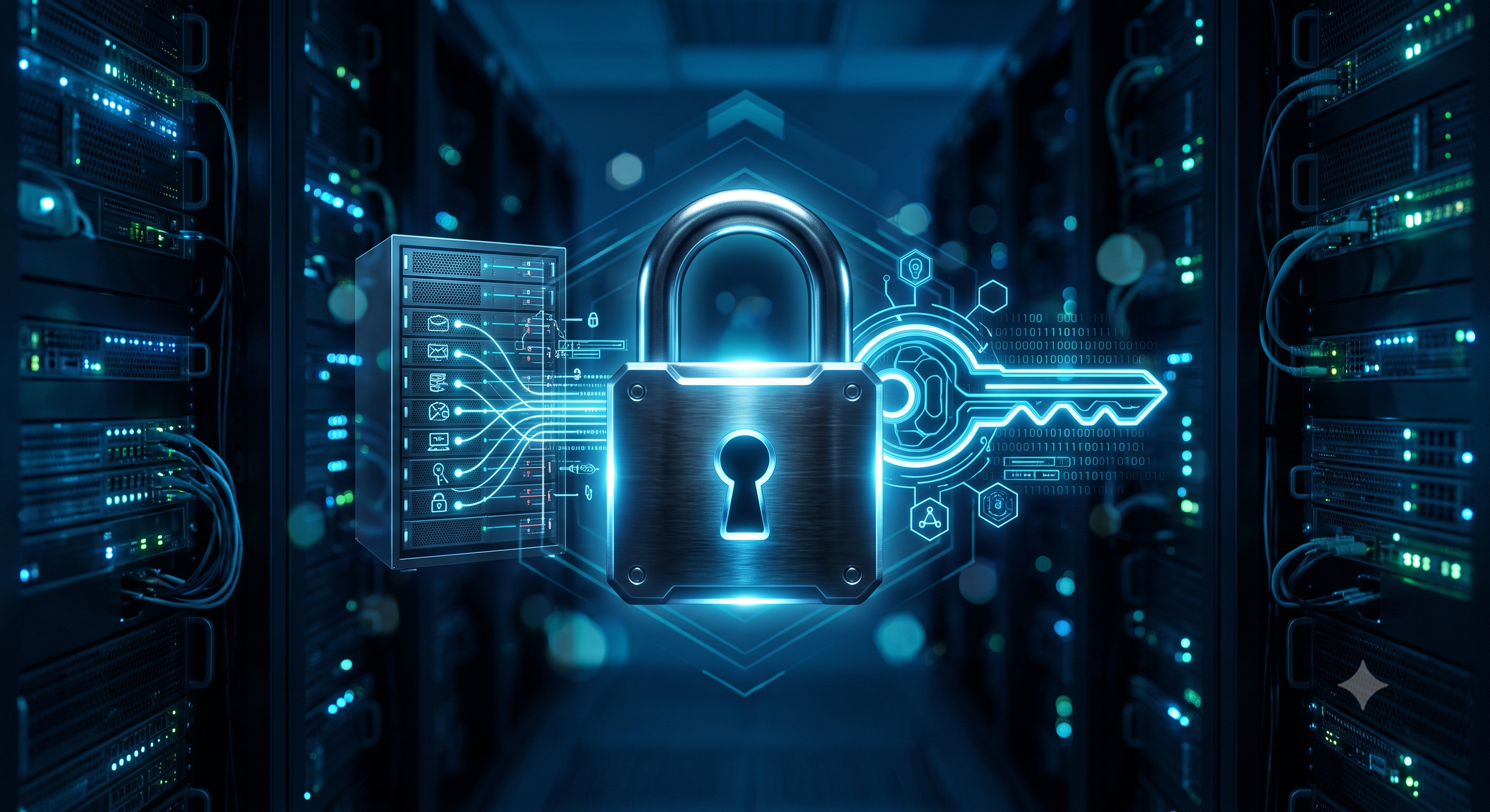 Padlock and key illustration representing SSH key authentication security
